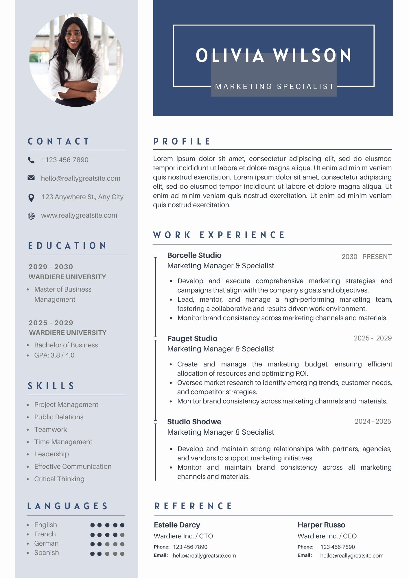 Marketing specialist CV Template