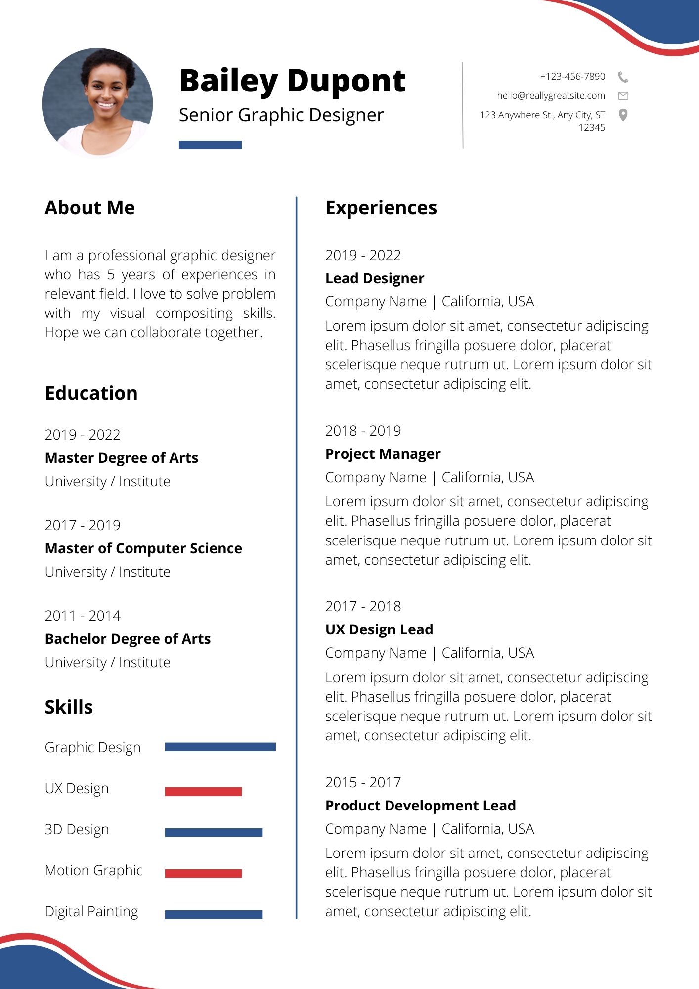 Senior Graphic Designer CV Template