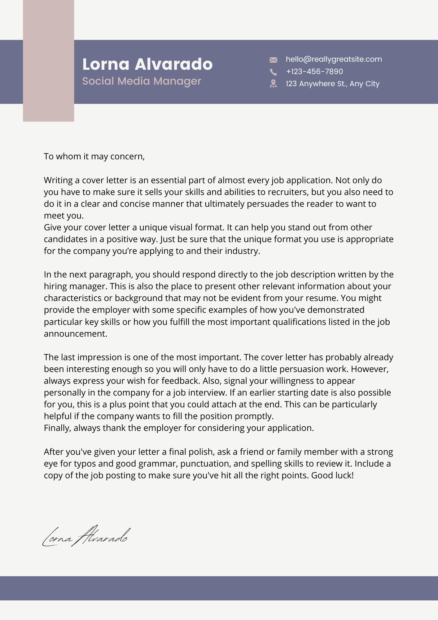 Social Media Manager Cover Letter
